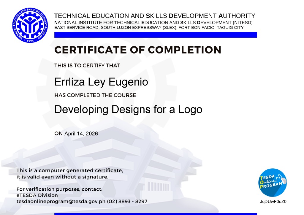 TESDA Certificate - Logo Design